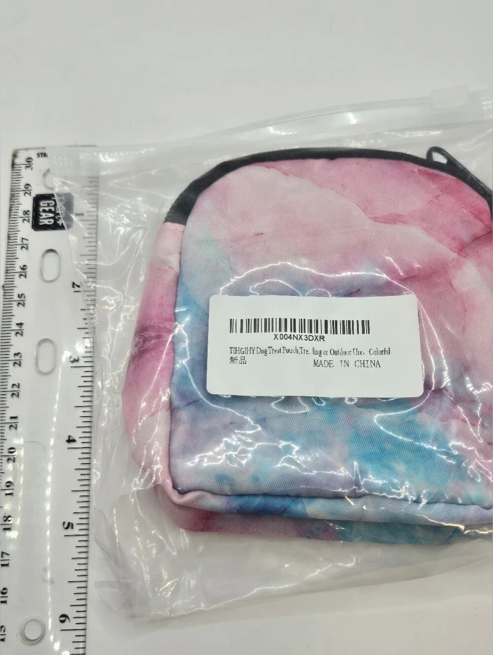 Dog Treat Training Pouch Tie Dye Pink Blue Hands-Free Reward Bag with Clip